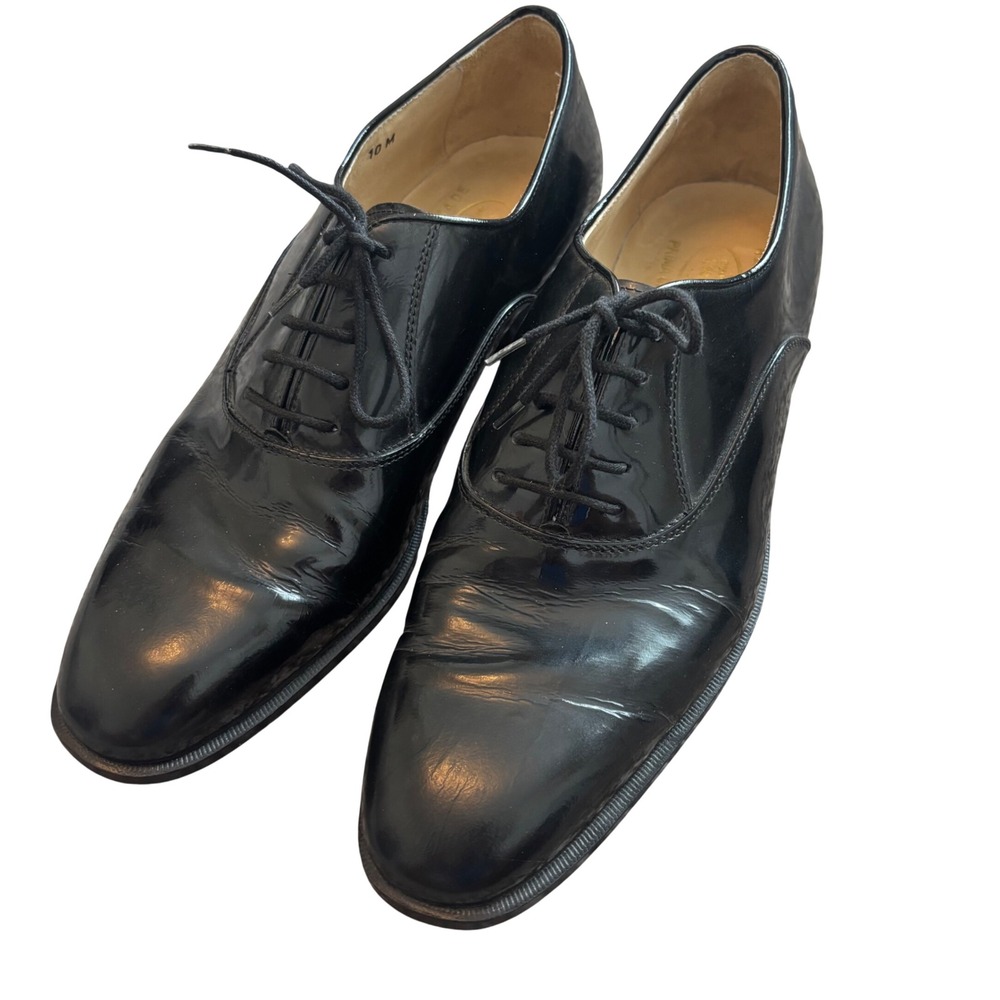 Church's Prima Classe Black Patent Leather Oxfords Handmade Italy C372 Size 10